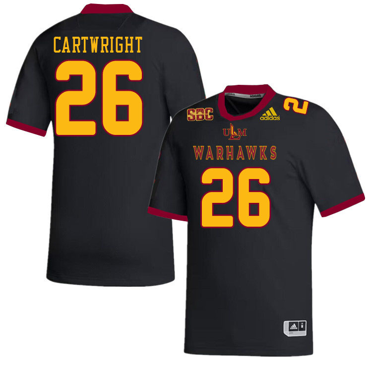 #26 Austin Cartwright Louisiana-Monroe Warhawks College Football Jerseys Stitched-Black